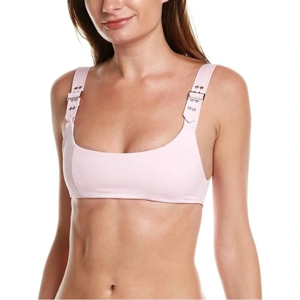FRANKIES BIKINIS Tate Buckle Light Pink Swim Bikini Top